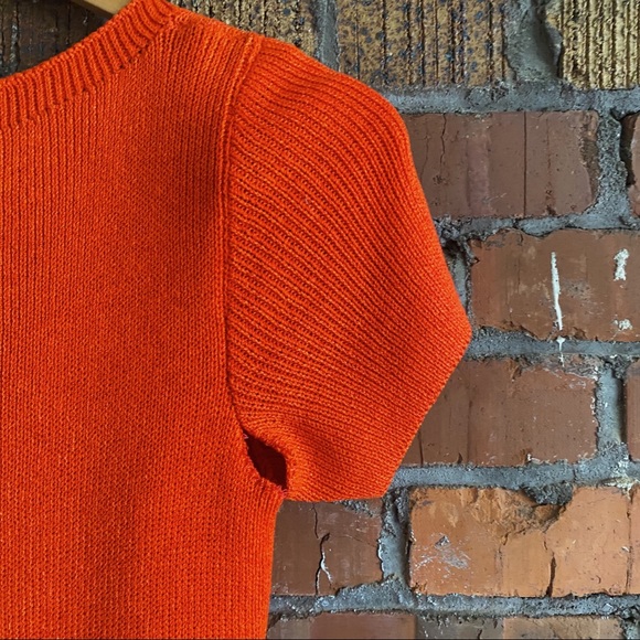 Vintage St. John/Lillie Rubin Knitted Neon/Blood Orange Button-Front Maxi Dress - Picture 7 of 9